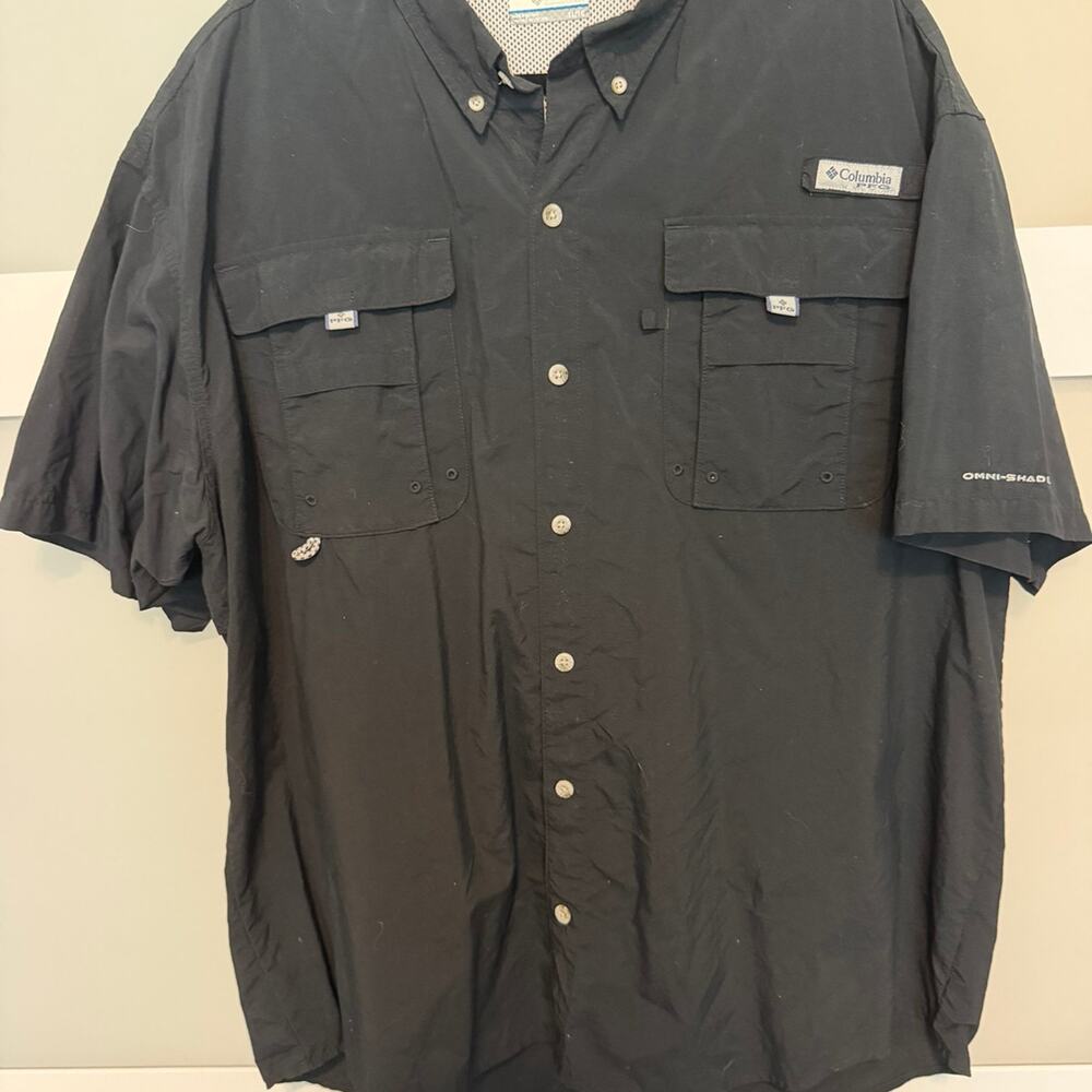 Columbia PFG Bahama Shirt Mens XL Black Omni-Shade Short Sleeve Fishing Outdoor